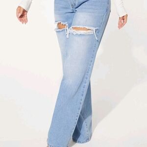 Women's Light Blue Distressed Jeans
